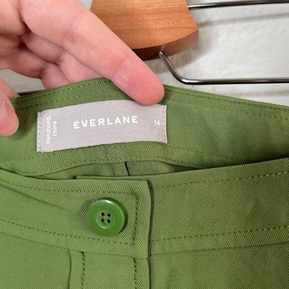 Everlane Womens Go Weave Avocado Green Button-Front A-Line Skirt Size 14 - Picture 3 of 10